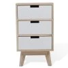 Mobili Rebecca Table De Chevet Avec 3 Tiroirs En Bois Brun Et Blanc