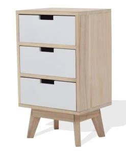 Mobili Rebecca Table De Chevet Avec 3 Tiroirs En Bois Brun Et Blanc 10 Mobili Rebecca Table De Chevet Avec 3 Tiroirs En Bois Brun Et Blanc -Boutique Maisons du Monde table de chevet avec 3 tiroirs en bois brun et blanc 2