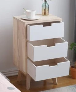 Mobili Rebecca Table De Chevet Avec 3 Tiroirs En Bois Brun Et Blanc 11 Mobili Rebecca Table De Chevet Avec 3 Tiroirs En Bois Brun Et Blanc -Boutique Maisons du Monde table de chevet avec 3 tiroirs en bois brun et blanc 3