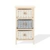 Mobili Rebecca Table De Chevet Avec 3 Tiroirs En Bois De Pin, Coton Gris Et Beige -Boutique Maisons du Monde table de chevet avec 3 tiroirs en bois de pin coton gris et beige