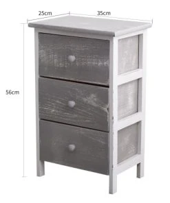 Mobili Rebecca Table De Chevet Avec 3 Tiroirs En Bois Gris Et Blanc -Boutique Maisons du Monde table de chevet avec 3 tiroirs en bois gris et blanc 4