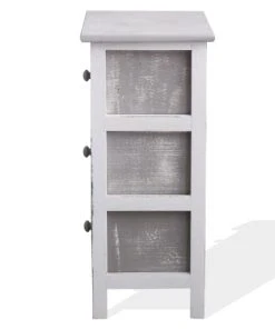 Mobili Rebecca Table De Chevet Avec 3 Tiroirs En Bois Gris Et Blanc -Boutique Maisons du Monde table de chevet avec 3 tiroirs en bois gris et blanc 5