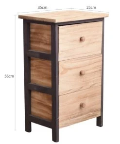 Mobili Rebecca Table De Chevet Avec 3 Tiroirs En Bois Naturel Et Noir -Boutique Maisons du Monde table de chevet avec 3 tiroirs en bois naturel et noir 4