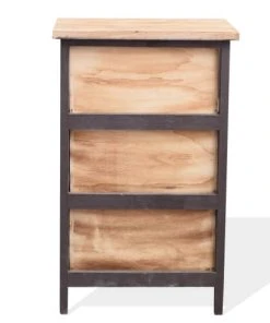 Mobili Rebecca Table De Chevet Avec 3 Tiroirs En Bois Naturel Et Noir -Boutique Maisons du Monde table de chevet avec 3 tiroirs en bois naturel et noir 5