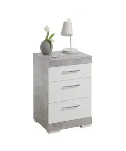 CALICOSY Table De Chevet Avec 3 Tiroirs H64cm - Bristol - Gris Béton -Boutique Maisons du Monde table de chevet avec 3 tiroirs h64cm bristol gris beton 2