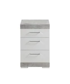 CALICOSY Table De Chevet Avec 3 Tiroirs H64cm - Bristol - Gris Béton