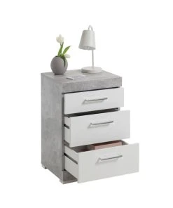 CALICOSY Table De Chevet Avec 3 Tiroirs H64cm - Bristol - Gris Béton -Boutique Maisons du Monde table de chevet avec 3 tiroirs h64cm bristol gris beton 3