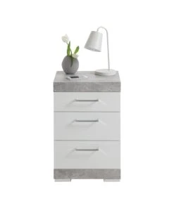 CALICOSY Table De Chevet Avec 3 Tiroirs H64cm - Bristol - Gris Béton -Boutique Maisons du Monde table de chevet avec 3 tiroirs h64cm bristol gris beton 4