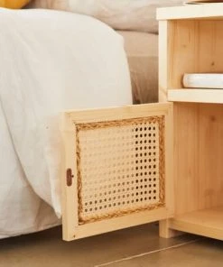 Hannun Table De Chevet Avec Porte En épicéa Stratifié Couleur Beige -Boutique Maisons du Monde table de chevet avec porte en epicea stratifie couleur beige 4