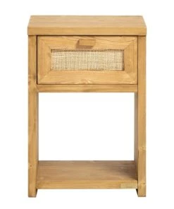 Hannun Table De Chevet Avec Tiroir En Bois D'épicéa De Couleur Naturelle