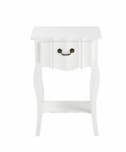 Maisons Du Monde Table De Chevet Avec Tiroir En Bois De Paulownia Blanche L 44 Cm