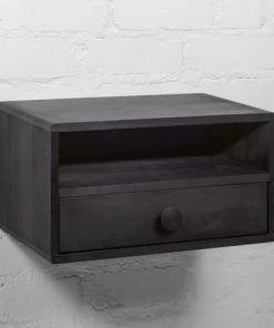 WOODEK Table De Chevet Avec Tiroir En Hêtre Noir -Boutique Maisons du Monde table de chevet avec tiroir en hetre noir 3