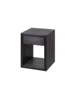 WOODEK Table De Chevet Avec Tiroir En Hêtre Noir Petit -Boutique Maisons du Monde table de chevet avec tiroir en hetre noir petit 2
