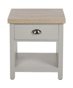Beliani Table De Chevet Avec Tiroir Gris Et Effet Bois Clair -Boutique Maisons du Monde table de chevet avec tiroir gris et effet bois clair 2