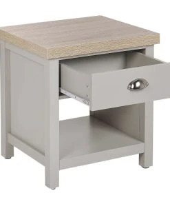 Beliani Table De Chevet Avec Tiroir Gris Et Effet Bois Clair -Boutique Maisons du Monde table de chevet avec tiroir gris et effet bois clair 3