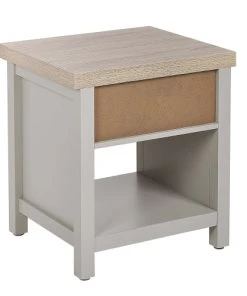 Beliani Table De Chevet Avec Tiroir Gris Et Effet Bois Clair -Boutique Maisons du Monde table de chevet avec tiroir gris et effet bois clair 4