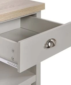 Beliani Table De Chevet Avec Tiroir Gris Et Effet Bois Clair -Boutique Maisons du Monde table de chevet avec tiroir gris et effet bois clair 5