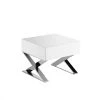 Angel Cerda Table De Chevet Avec Tiroir MDF Blanc Brillant Et En Acier Inoxydable