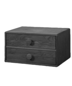 WOODEK Table De Chevet Avec Tiroirs En Hêtre Noir