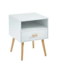 Baita Table De Chevet Blanc 1 Tiroir 40cm -Boutique Maisons du Monde table de chevet blanc 1 tiroir 40cm 2