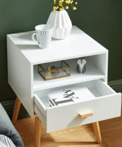 Baita Table De Chevet Blanc 1 Tiroir 40cm -Boutique Maisons du Monde table de chevet blanc 1 tiroir 40cm 3
