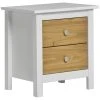 HOMN Table De Chevet Blanc 2 Tiroirs, Fabriqué En Bois De Pin Massif