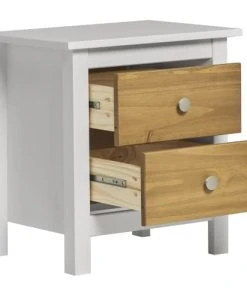 HOMN Table De Chevet Blanc 2 Tiroirs, Fabriqué En Bois De Pin Massif 11 HOMN Table De Chevet Blanc 2 Tiroirs, Fabriqué En Bois De Pin Massif -Boutique Maisons du Monde table de chevet blanc 2 tiroirs fabrique en bois de pin massif 3