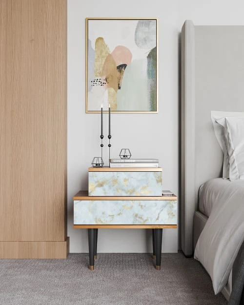 Storyz Table De Chevet Blanc Clair 2 Tiroirs L 58 Cm 4 Storyz Table De Chevet Blanc Clair 2 Tiroirs L 58 Cm – Image 2