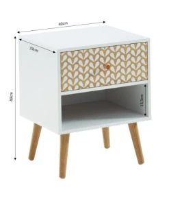 Baita Table De Chevet Blanc Et Effet Chêne 1 Tiroir 40cm -Boutique Maisons du Monde table de chevet blanc et effet chene 1 tiroir 40cm 2