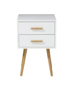 Beliani Table De Chevet Blanche 40 Cm -Boutique Maisons du Monde table de chevet blanche 40 cm 2