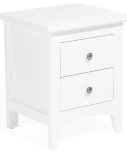 Beliani Table De Chevet Blanche à 2 Tiroirs