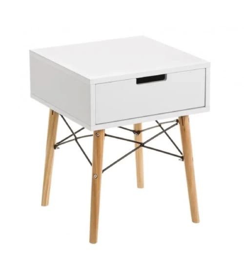 Unimasa Table De Chevet Blanche Et Bois Style Scandinave 3 Unimasa Table De Chevet Blanche Et Bois Style Scandinave