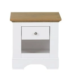 Beliani Table De Chevet Blanche Et Effet Bois De Chêne -Boutique Maisons du Monde table de chevet blanche et effet bois de chene 2