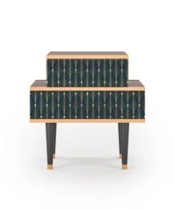 Storyz Table De Chevet Bleu Et Jaune 2 Tiroirs L 58 Cm