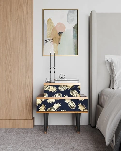 Storyz Table De Chevet Bleu Et Jaune 2 Tiroirs L 58 Cm 4 Storyz Table De Chevet Bleu Et Jaune 2 Tiroirs L 58 Cm – Image 2