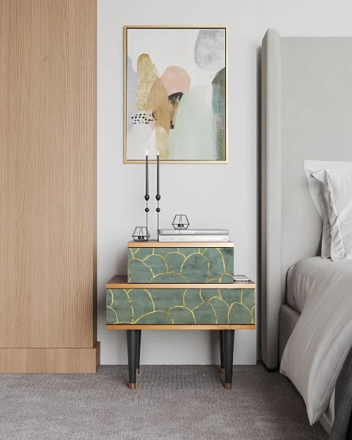 Storyz Table De Chevet Bleu-vert 2 Tiroirs L 58 Cm 4 Storyz Table De Chevet Bleu-vert 2 Tiroirs L 58 Cm – Image 2