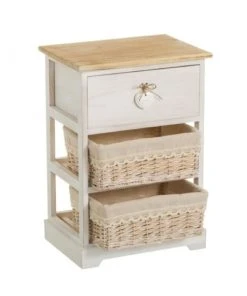 Unimasa Table De Chevet Bois 1 Tiroir + 2 Paniers -Boutique Maisons du Monde table de chevet bois 1 tiroir 2 paniers 1