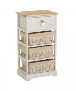 Wadiga Table De Chevet Bois 1 Tiroir + 3 Paniers 40x29x73cm