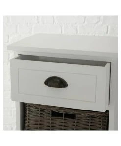 Wadiga Table De Chevet Bois Blanc 4 Tiroirs Osier -Boutique Maisons du Monde table de chevet bois blanc 4 tiroirs osier 2