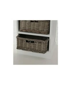 Wadiga Table De Chevet Bois Blanc 4 Tiroirs Osier -Boutique Maisons du Monde table de chevet bois blanc 4 tiroirs osier 3