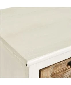 Unimasa Table De Chevet Bois Blanc Et Bois Cérusé 40x29x74cm -Boutique Maisons du Monde table de chevet bois blanc et bois ceruse 40x29x74cm 2