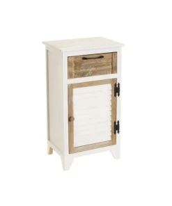 Unimasa Table De Chevet Bois Blanc Et Bois Cérusé 40x29x74cm