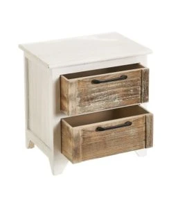 Unimasa Table De Chevet Bois Cérusé Blanc 2 Tiroirs - 40x29x42cm -Boutique Maisons du Monde table de chevet bois ceruse blanc 2 tiroirs 40x29x42cm 2