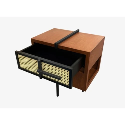 Artecosy Table De Chevet Bois Et Métal Noyer 5 Artecosy Table De Chevet Bois Et Métal Noyer – Image 3