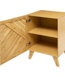 Five Simply Smart Table De Chevet Bois Et Porte Bambou - 45x38x70cm -Boutique Maisons du Monde table de chevet bois et porte bambou 45x38x70cm 1