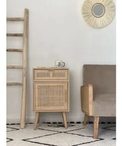 Wadiga Table De Chevet Bois Et Rotin -Boutique Maisons du Monde table de chevet bois et rotin 4