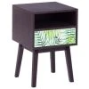 Beliani Table De Chevet Bois Foncé Avec Motif Floral -Boutique Maisons du Monde table de chevet bois fonce avec motif floral