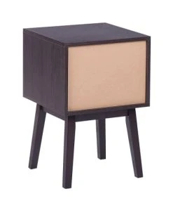 Beliani Table De Chevet Bois Foncé Avec Motif Floral -Boutique Maisons du Monde table de chevet bois fonce avec motif floral 3