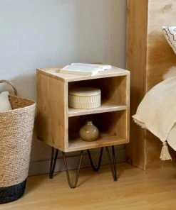 Dendro Table De Chevet Bois Massif Pied Métal -Boutique Maisons du Monde table de chevet bois massif pied metal 1
