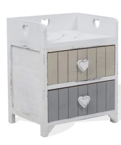Mobili Rebecca Table De Chevet Coeur Avec 2 Tiroirs En MDF Blanc Et Beige Et Gris -Boutique Maisons du Monde table de chevet coeur avec 2 tiroirs en mdf blanc et beige et gris 2